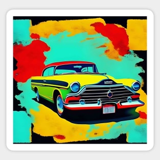 Painting Car Old Fashioned Mid Century Modern Expressionist Sticker